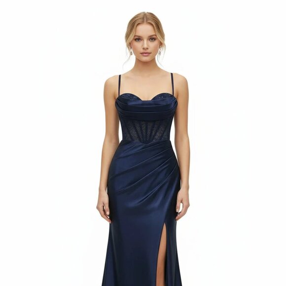 New Sheath Sleeveless Bridesmaid Dress w/ Pleated Sweetheart Neck TC TL3048L - Picture 1 of 8